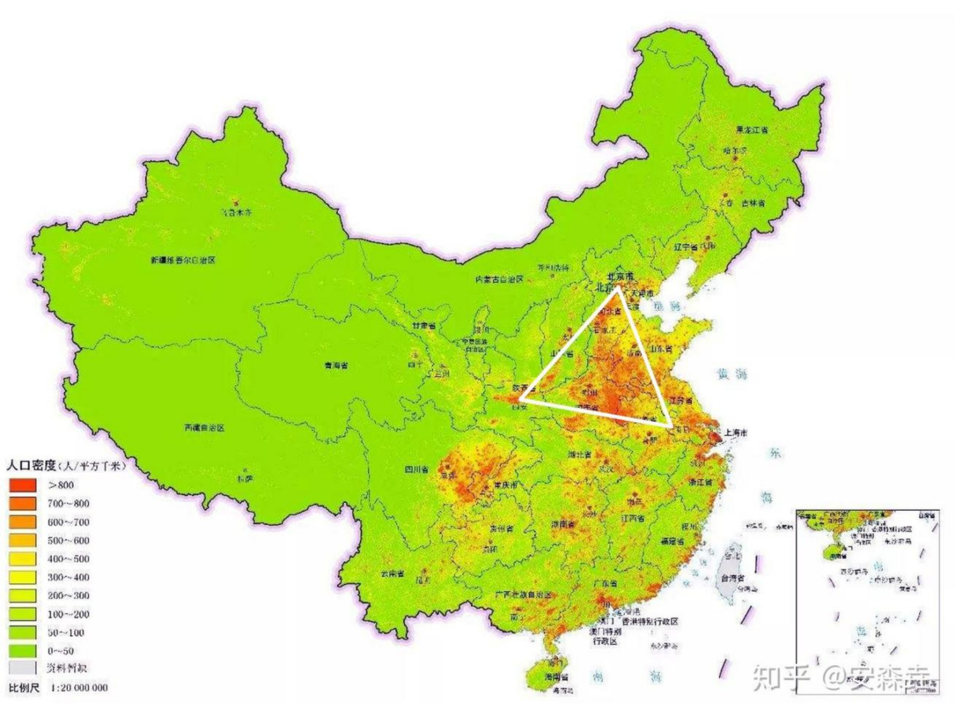 图 6:中国人口密度示意图 图 6:中国人口密度示意图