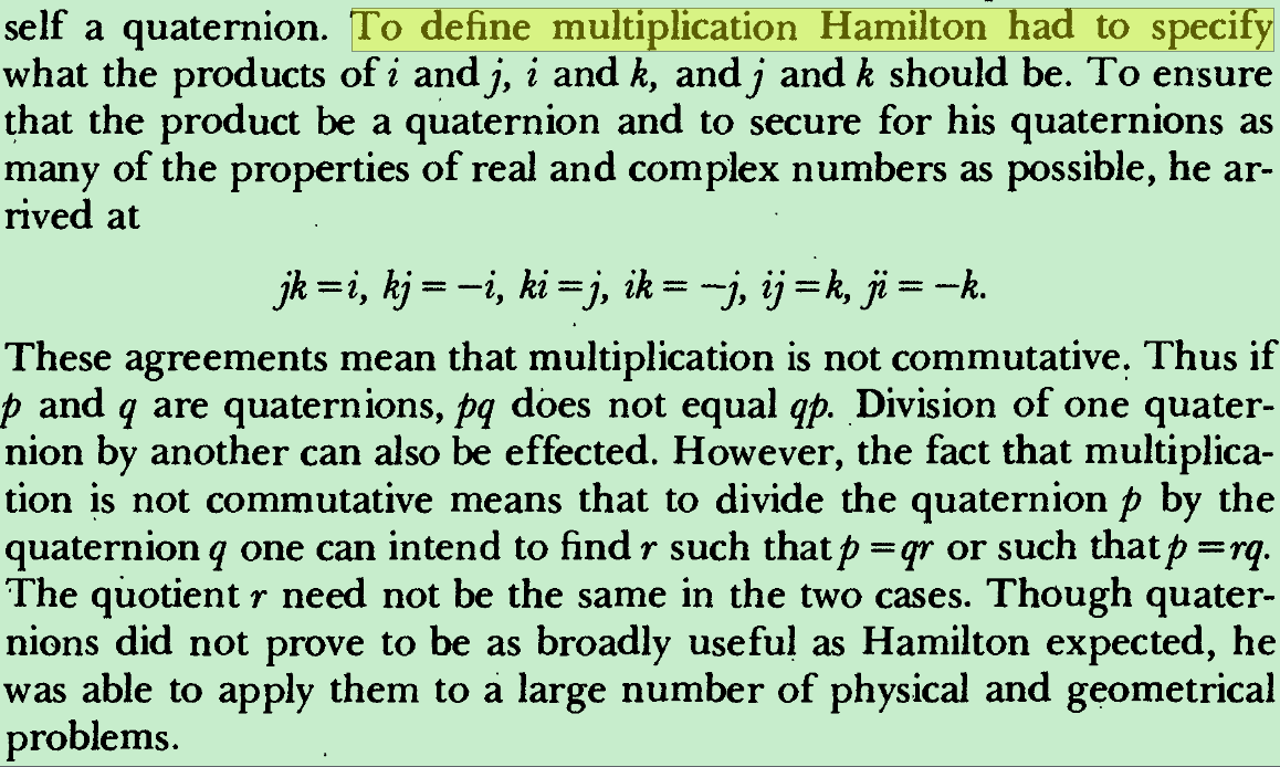 components and, second, he had to sacrifice the commutative law