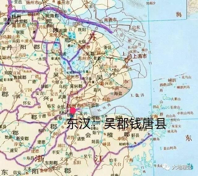 吴郡的钱唐县苏州为中心,杭州在边缘东汉时期,会稽南部仍名会稽郡,治