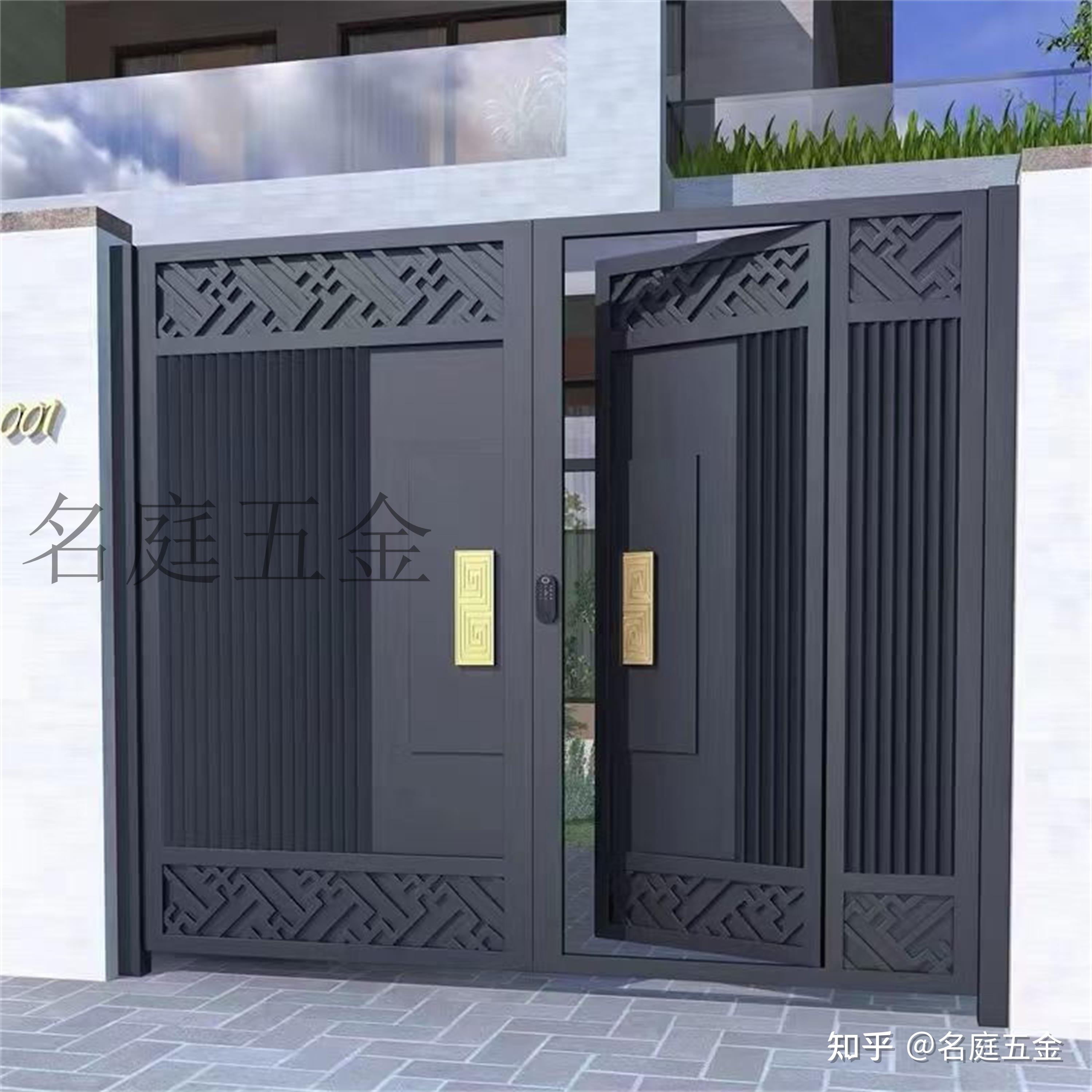 别墅庭院电动门 铝艺大门开门方式及电机装置