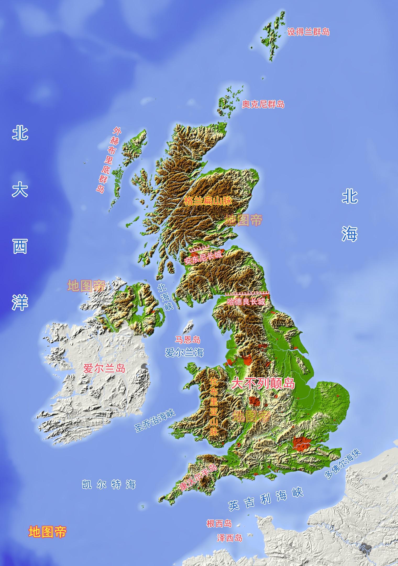 苏格兰地势图图片
