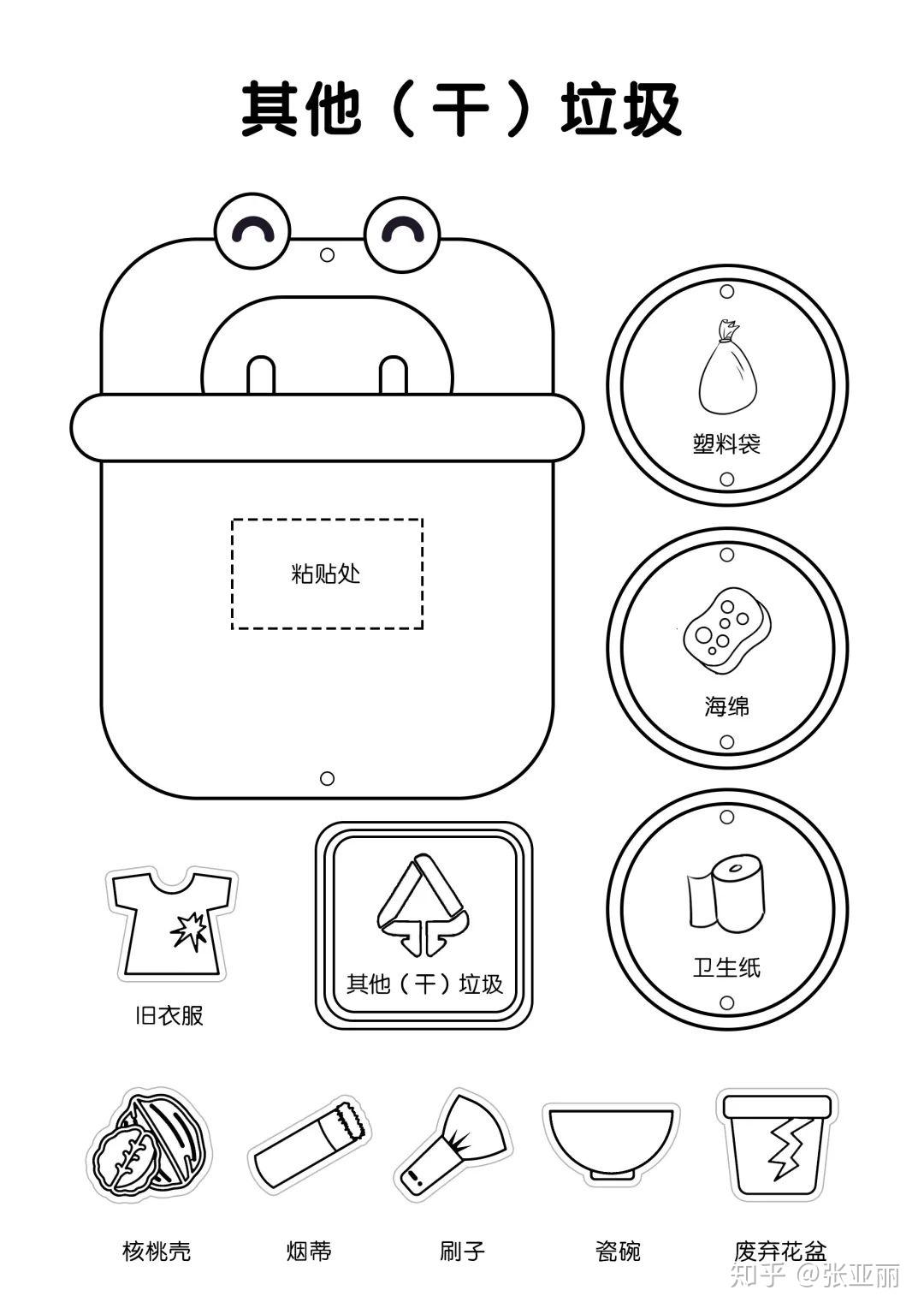 垃圾分类黑白装饰画图片