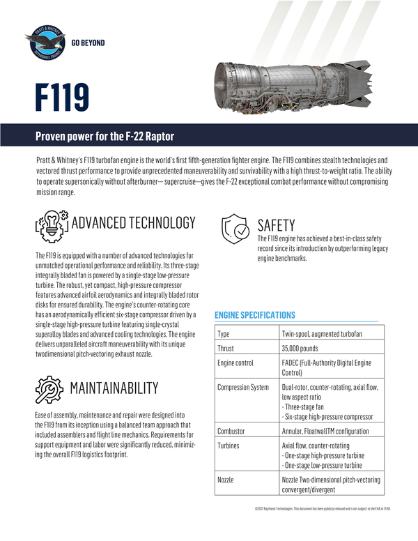 F119 Engine _ Pratt & Whitney （F-22 RAPTOR，F119-PW-100） - 知乎