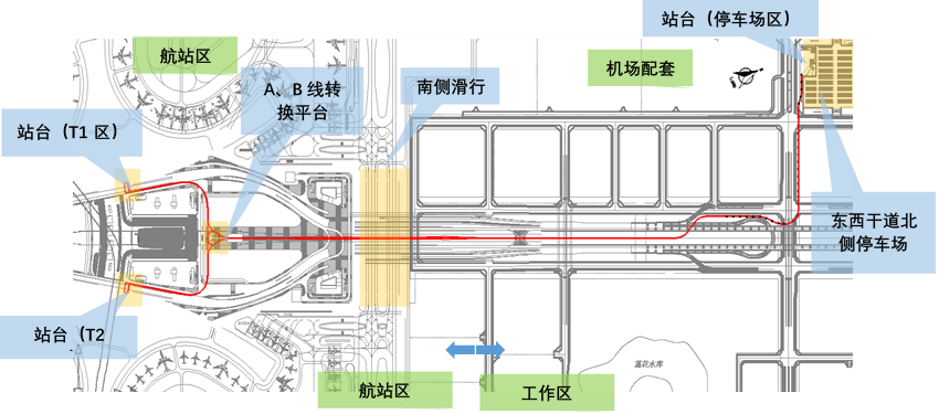 62天府国际机场prt线路图成都天府国际机场一期由t1,t2两个单元式航