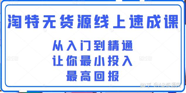 淘特無貨源線上速成課從入門到精通讓你最小投入最高回報