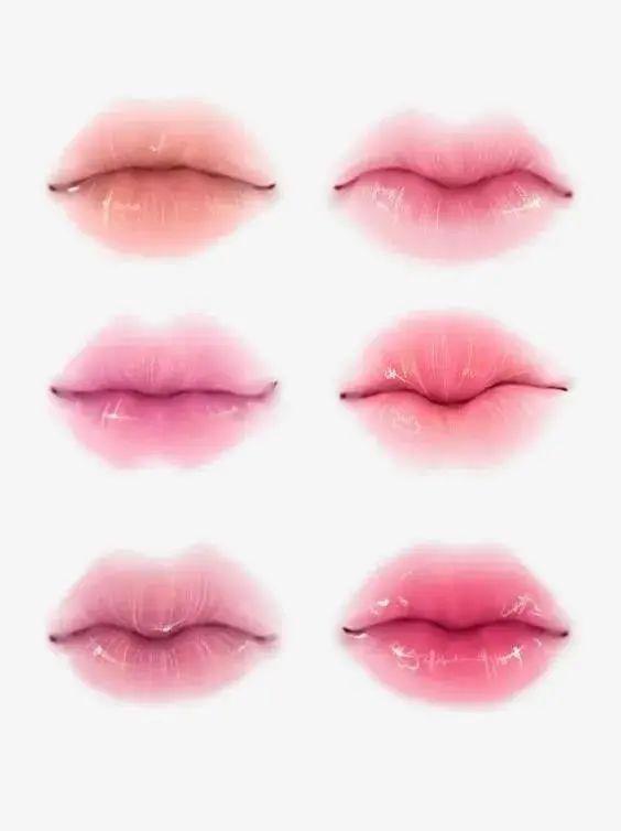 绘画素材干货向不同角度少女嘴巴的画法素材