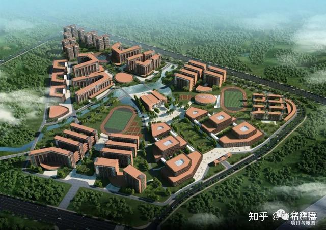 先看看项目鸟瞰图全面建成后预计可容纳一万六千名学生计划总投资约