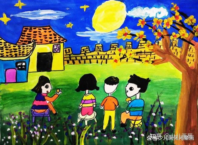 创意儿童画赏析:如何画出有创意的赏月