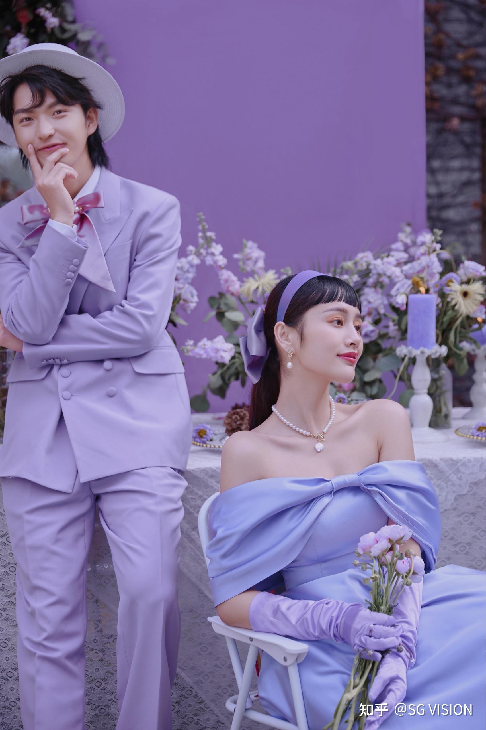 福州婚纱照ins风高定香芋紫系婚纱照一眼沦陷
