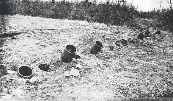 这是一种用汽油桶等筒状物作为炮管,利用薄壁抛射筒原理抛射炸药包等