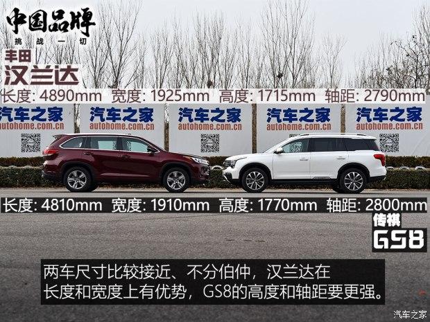 向标杆发起冲击传祺gs8对比丰田汉兰达