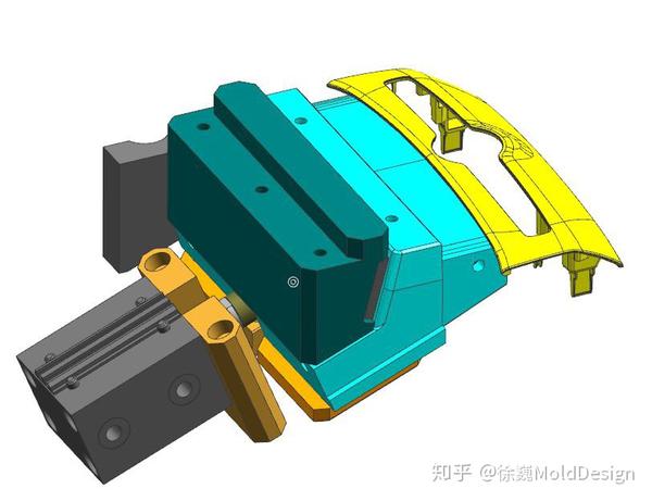 汽车注塑模具后模斜滑块抽芯大角度双杆斜顶设计简单实用