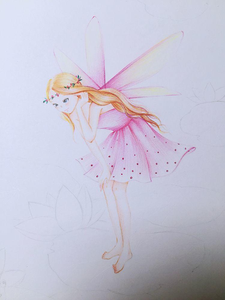 用画笔描绘世界的色彩充满童话般的美好彩铅手绘教程莲花精灵
