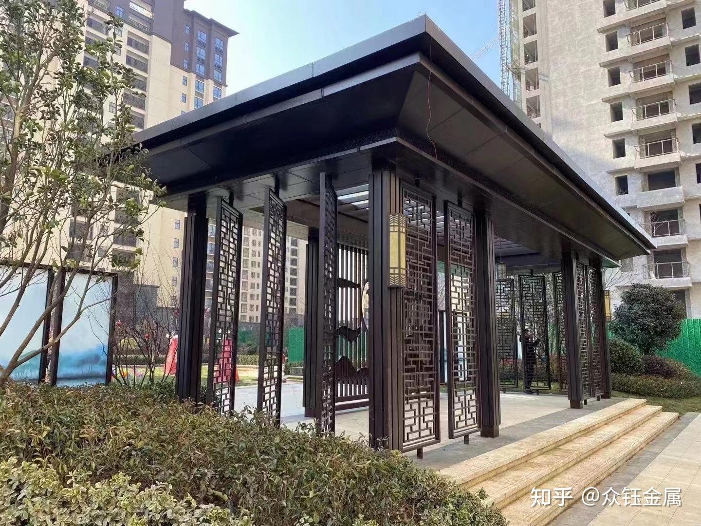 中式售楼部金属装饰工程小区镀锌管景观廊架长廊