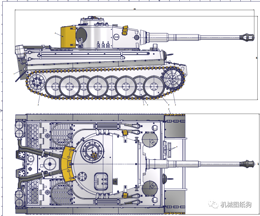 武器模型 1比10虎式坦克设计平面图纸 pdf格式