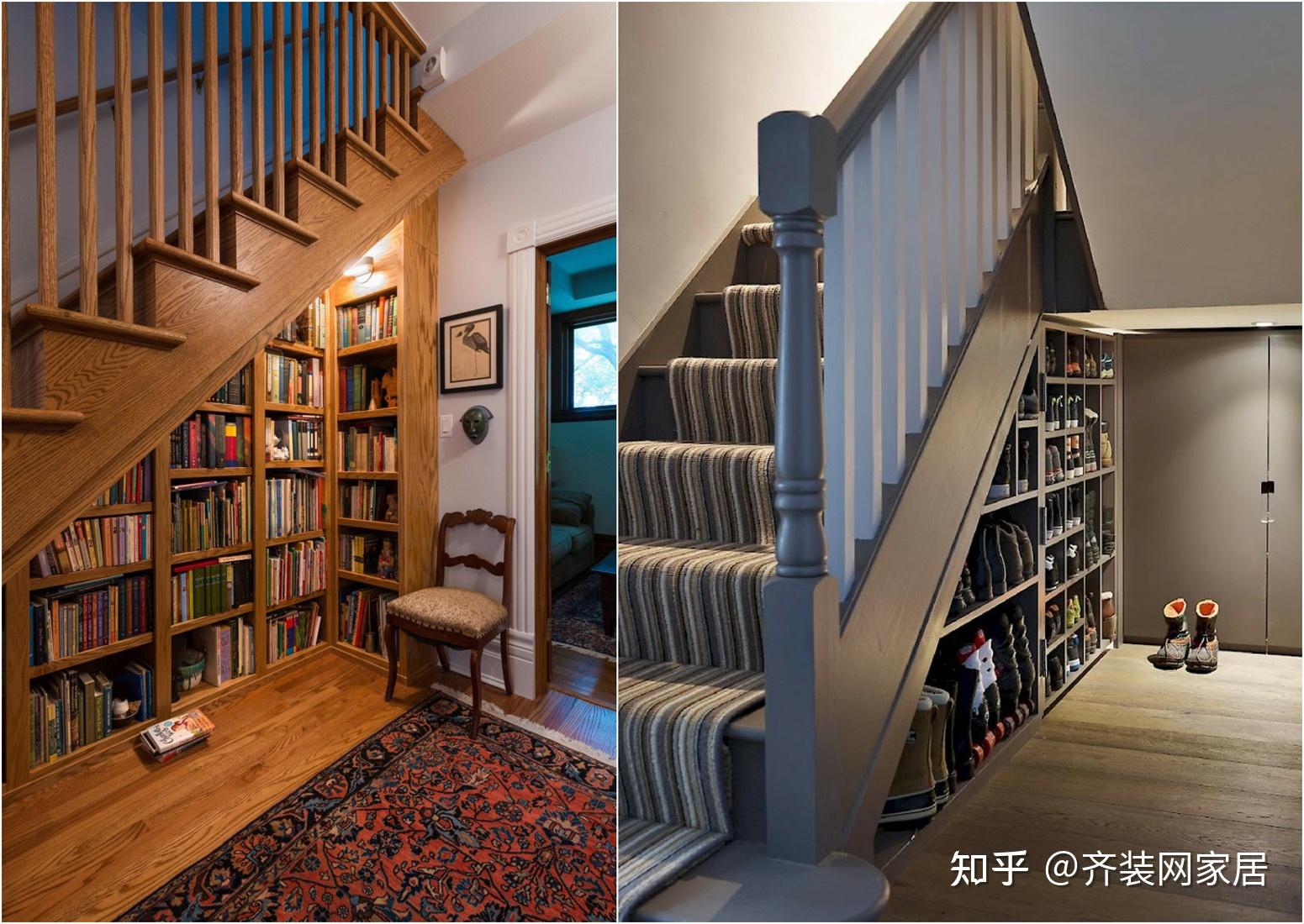 好好琢磨一下,楼梯下做转角储物设计,空间小又怎样,1㎡就够用