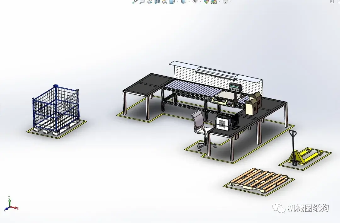 工程機械工廠流水線佈局設計模型三維圖紙solidworks設計