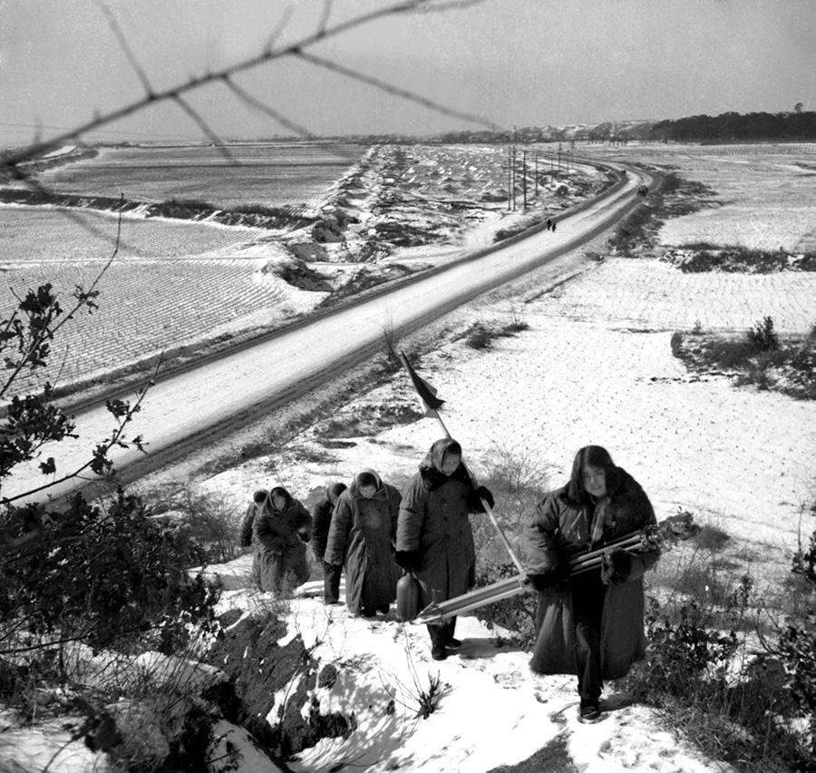 老照片1953年的四二九地质勘探队和女子测量队