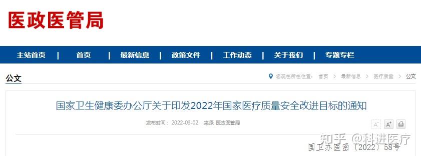 重磅!2022年国家医疗质量安全改进十大目标发布 - 知乎