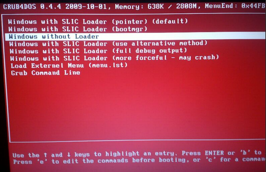 windows with slic loader red screen