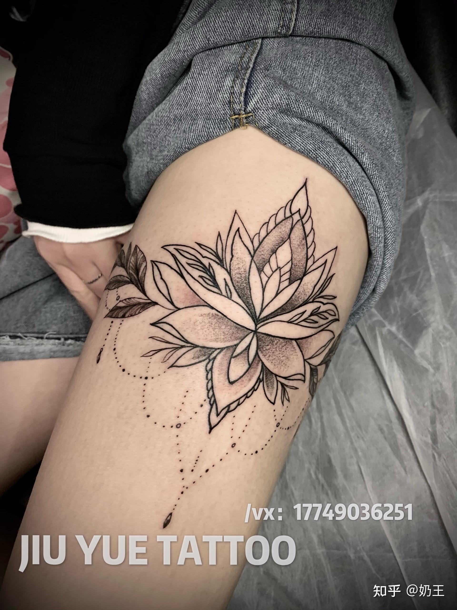 位置选择好更加出效果女生的文身大腿/素花奶王