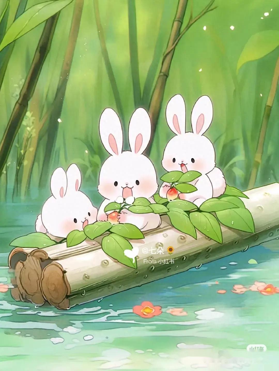 插画分享, 可爱的小兔子