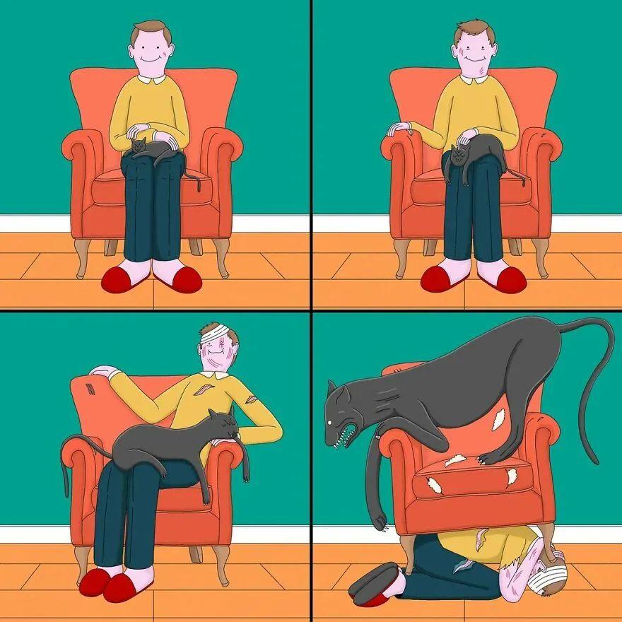 15幅荒诞不羁的漫画看似无厘头实际上是在讲述悲伤