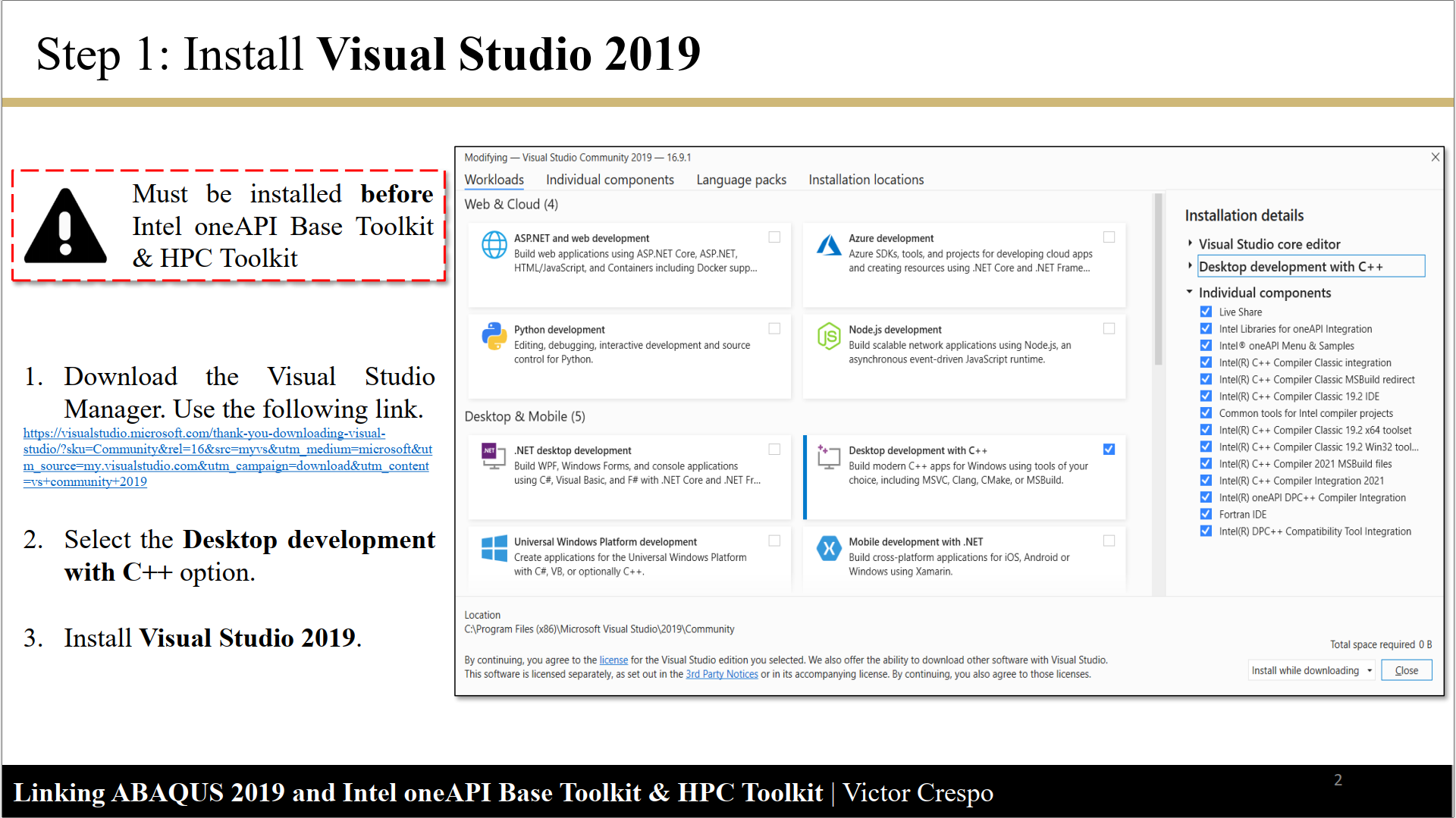 Как установить fortran в visual studio 2019