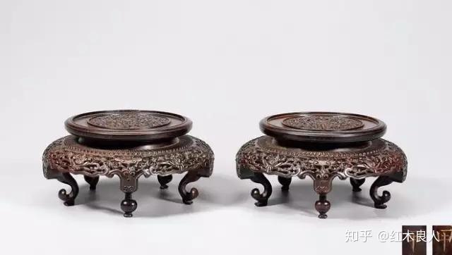 最高品質の 古珍木 中国・清時代 紫檀六角花架一対 文房置物 木彫 木器 