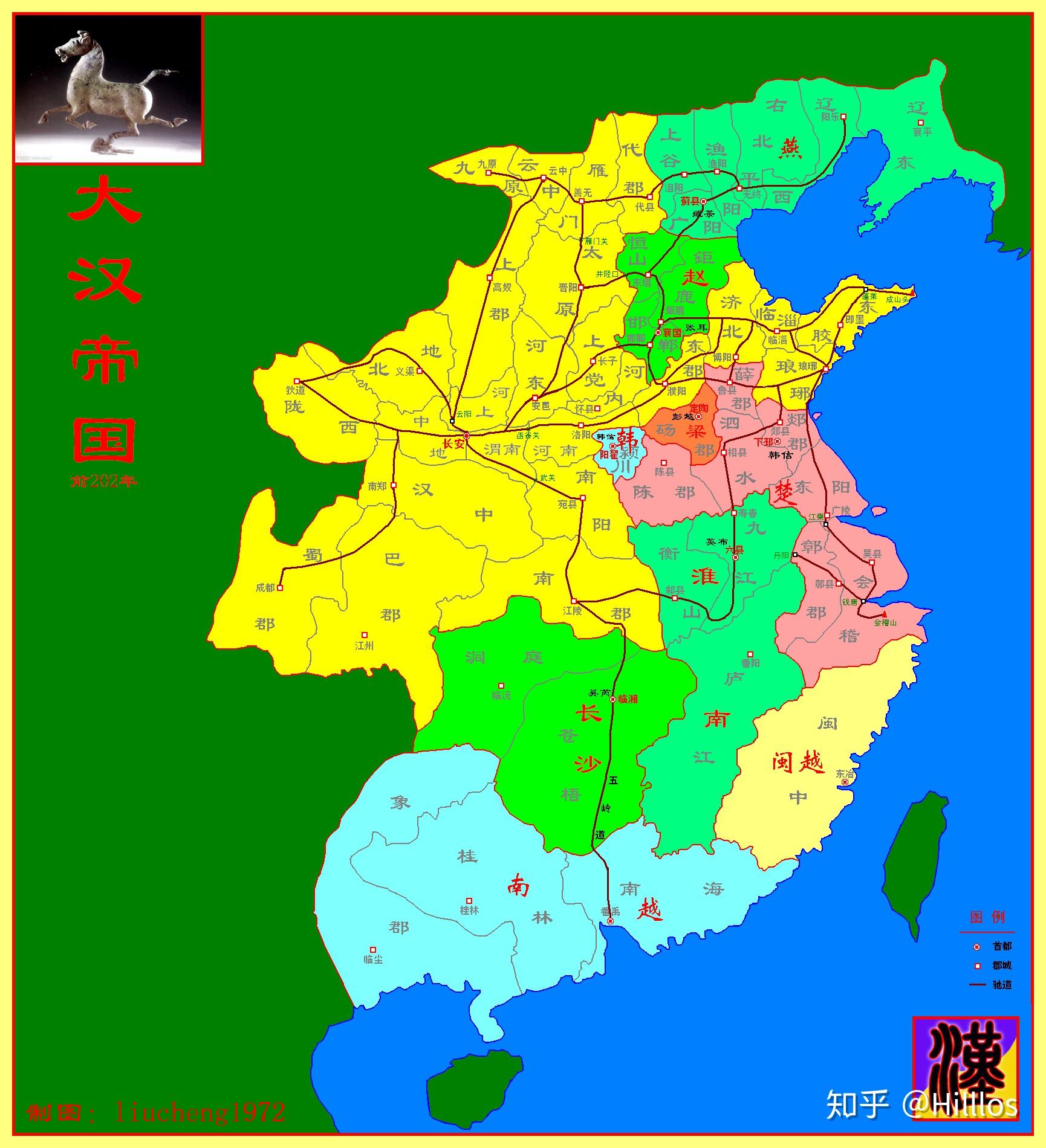 西汉初期地图汉初,匈奴乘中原战乱,越过秦蒙恬所筑长城,复与汉以战国