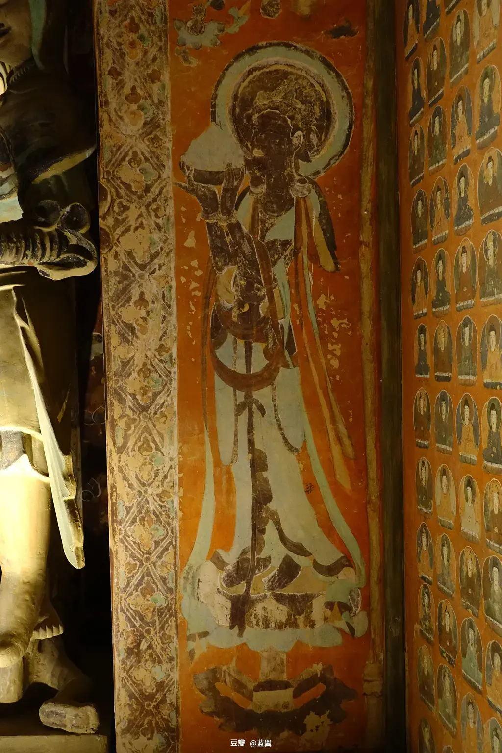 神游千年，大美敦煌】初唐-322窟-西龛彩塑配壁画、飞天热烈