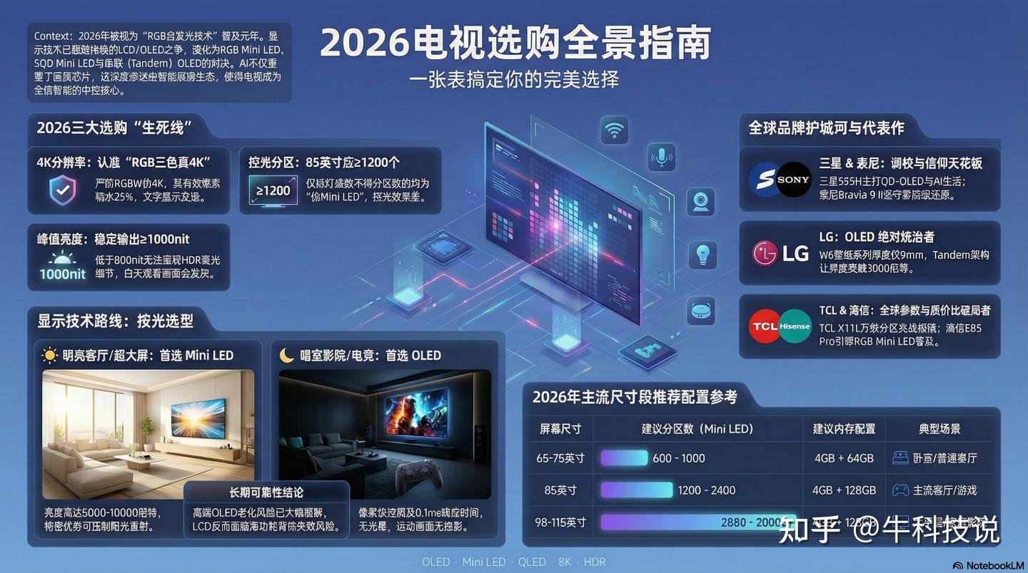 2026电视选购全景指南:一张表搞定你的完美选择