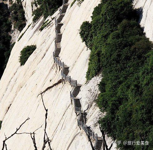 华山第五险:苍龙岭这条鲤鱼脊的险道就是著名的苍龙岭,两边是千仞绝壁