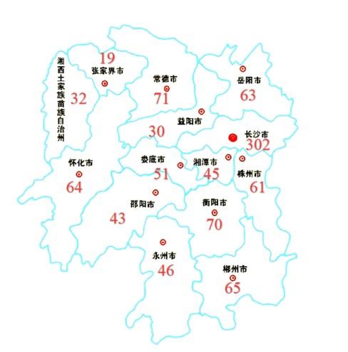 車商布點斷層:湖南省下屬的十四個行政區域4s店的分佈如上表所示,全省