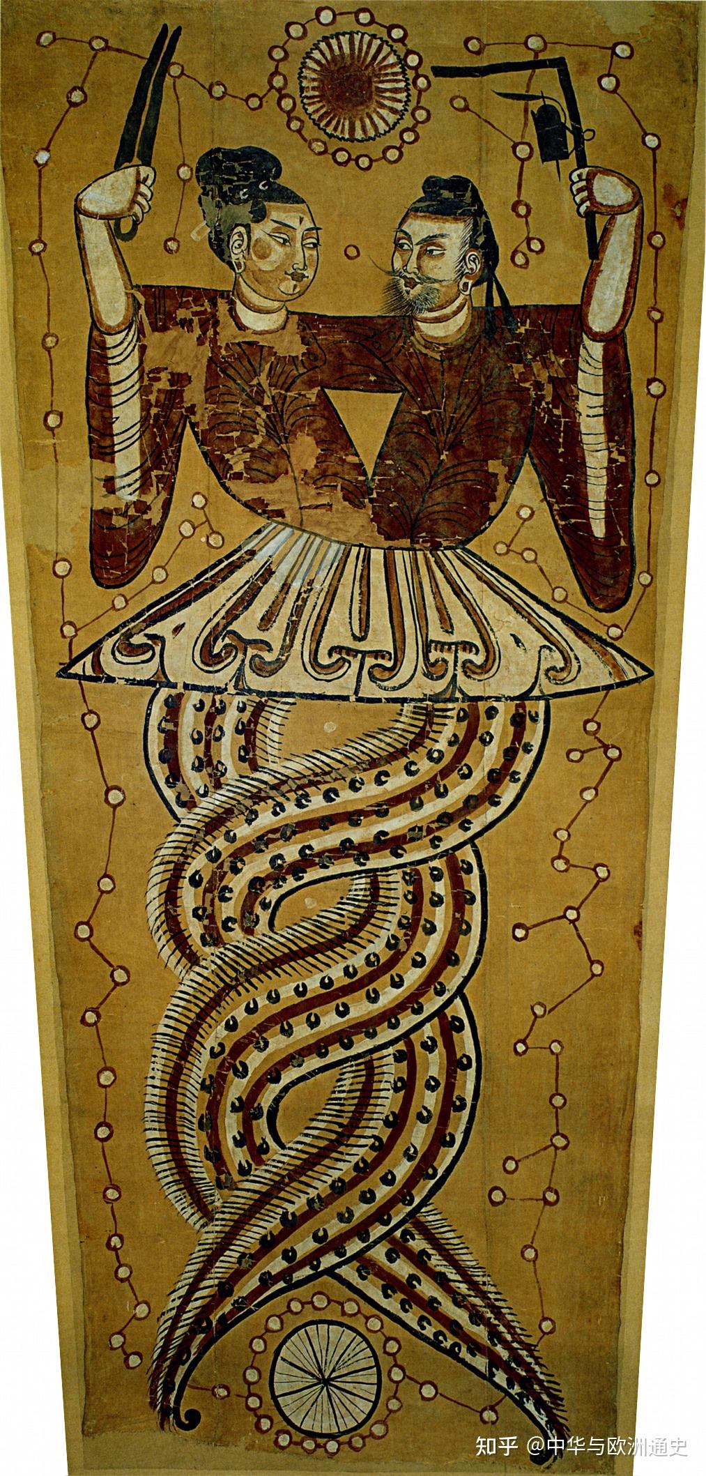 伏羲也被称为宓羲,伏牺,虙羲,皇羲,包牺等等,其图腾为龙.