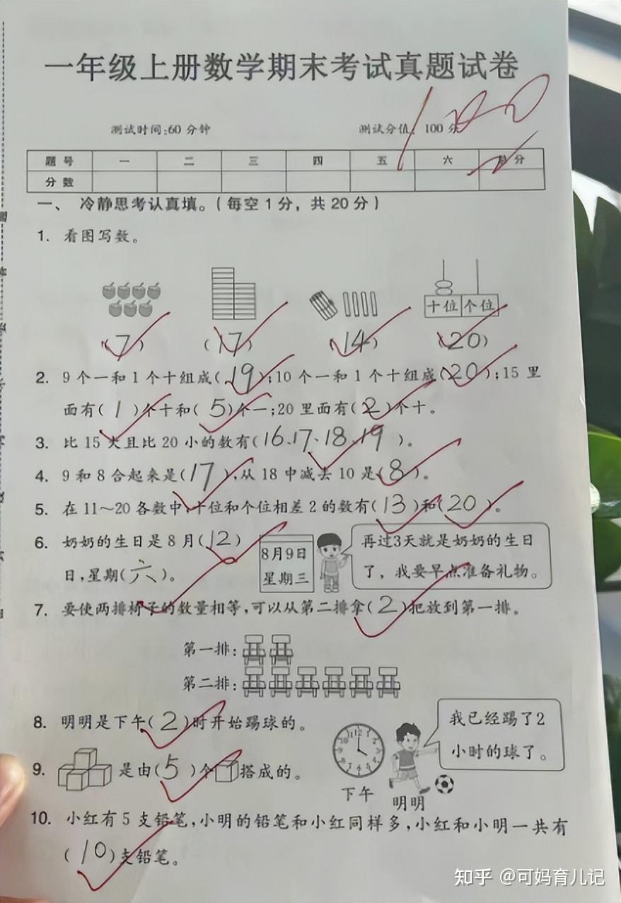 小学满分试卷长啥样?字迹工整全是对号