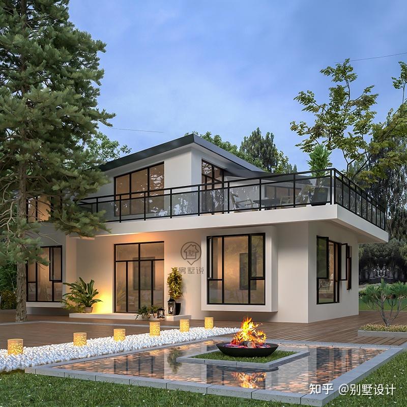 别墅设计占地95平的现代风建筑阁楼式二层还带榻榻米优雅十足