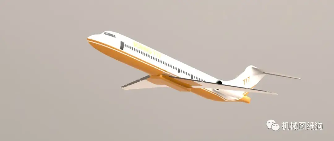 飞行模型波音717200飞机模型3d图纸solidworks设计