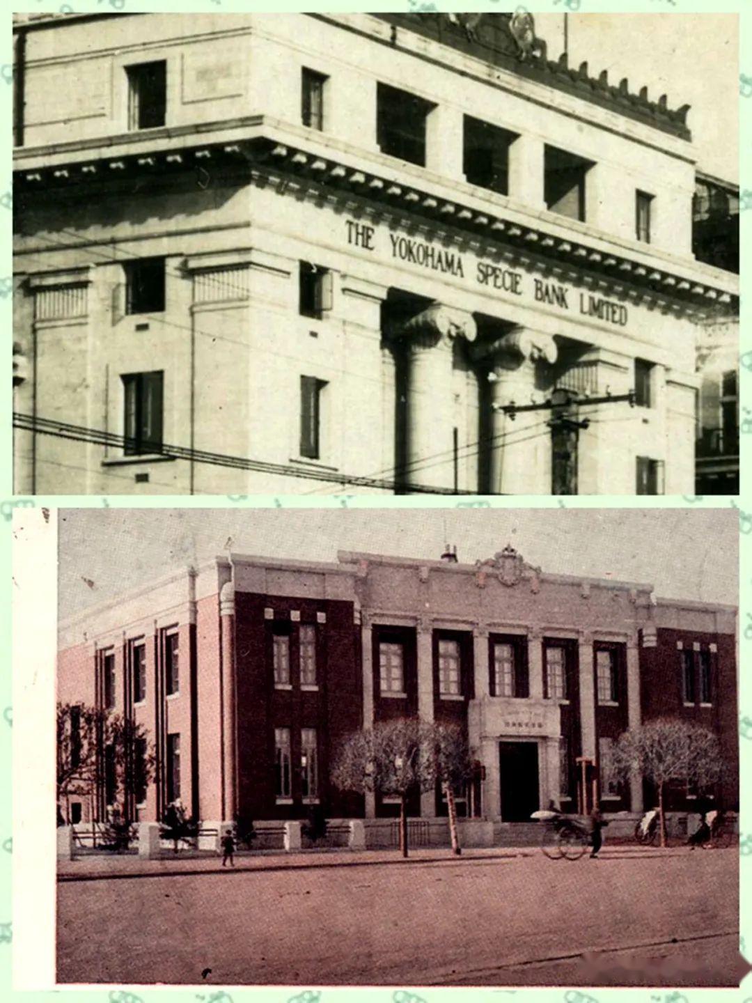 该图上半部分为民国时期外滩24号:横滨正金银行大楼.