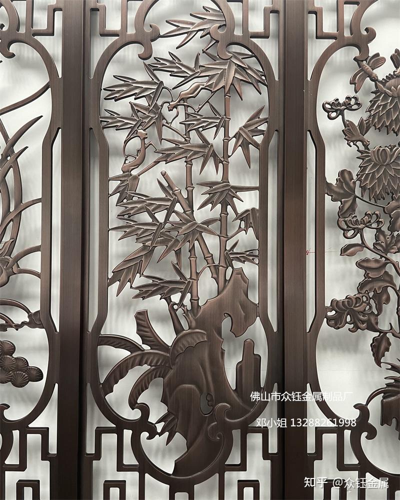 铝雕梅兰竹菊隔断铝雕屏风客厅浮雕背景墙