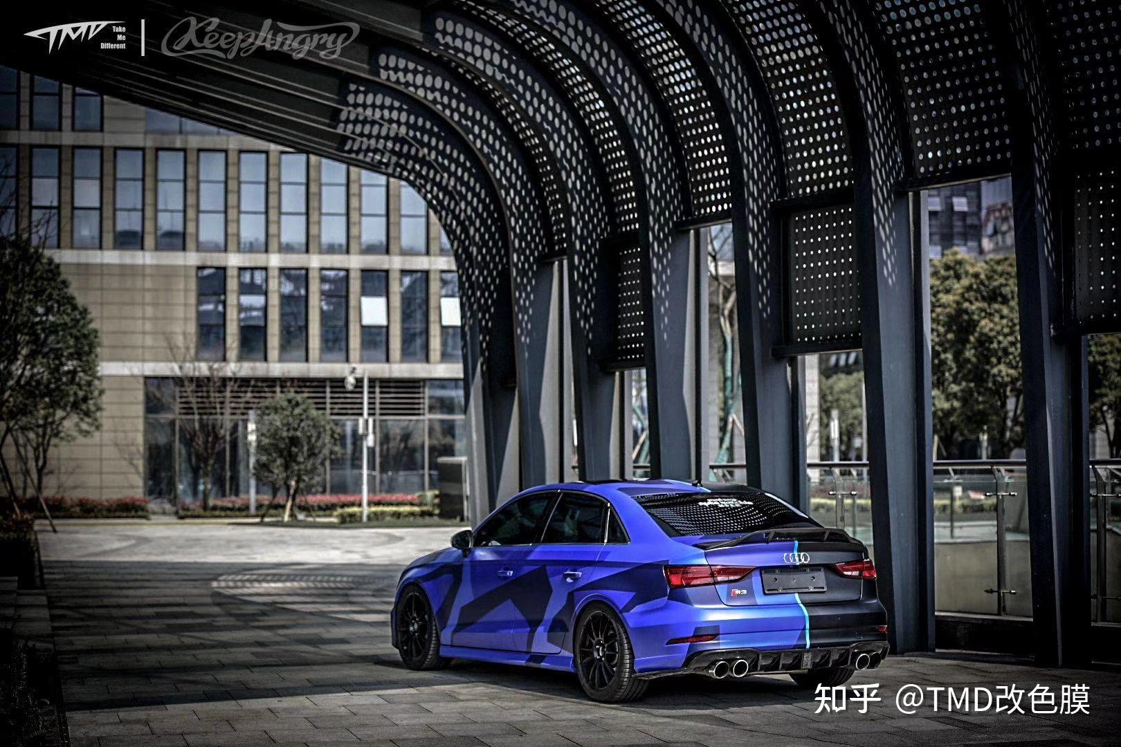 奥迪s3黑武士迷彩定制双拼改色膜tmd潮牌