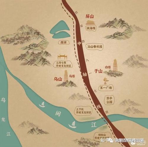 福州三山两塔一江地图图片