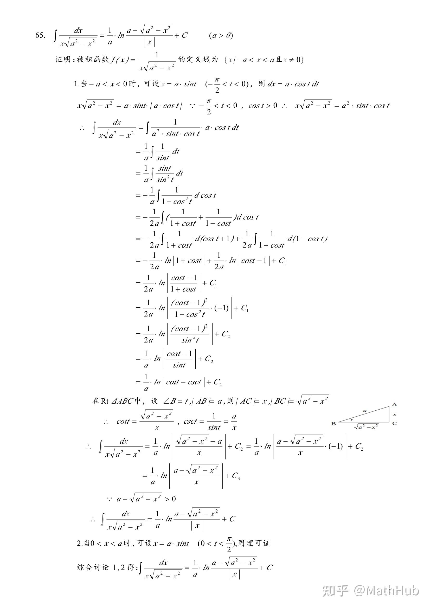 高等数学(微积分)常用积分表推导 - 知乎