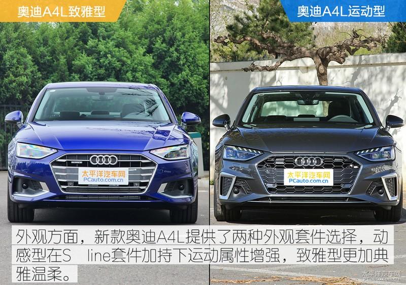 但是在前面的入门版35tfsi时尚动感型,奥迪a4l仅有动感型外观,只有到