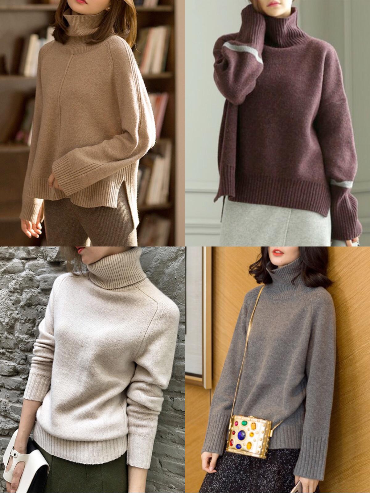 2020秋冬新款针织高领女羊毛衫重磅加厚宽松慵懒风毛衣女-阿里巴巴