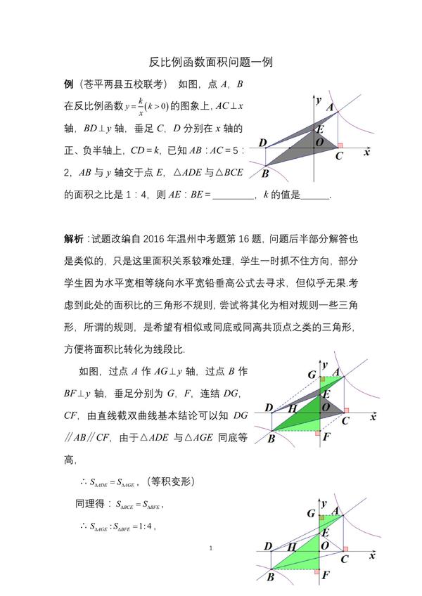 反比例函数面积问题一例 知乎