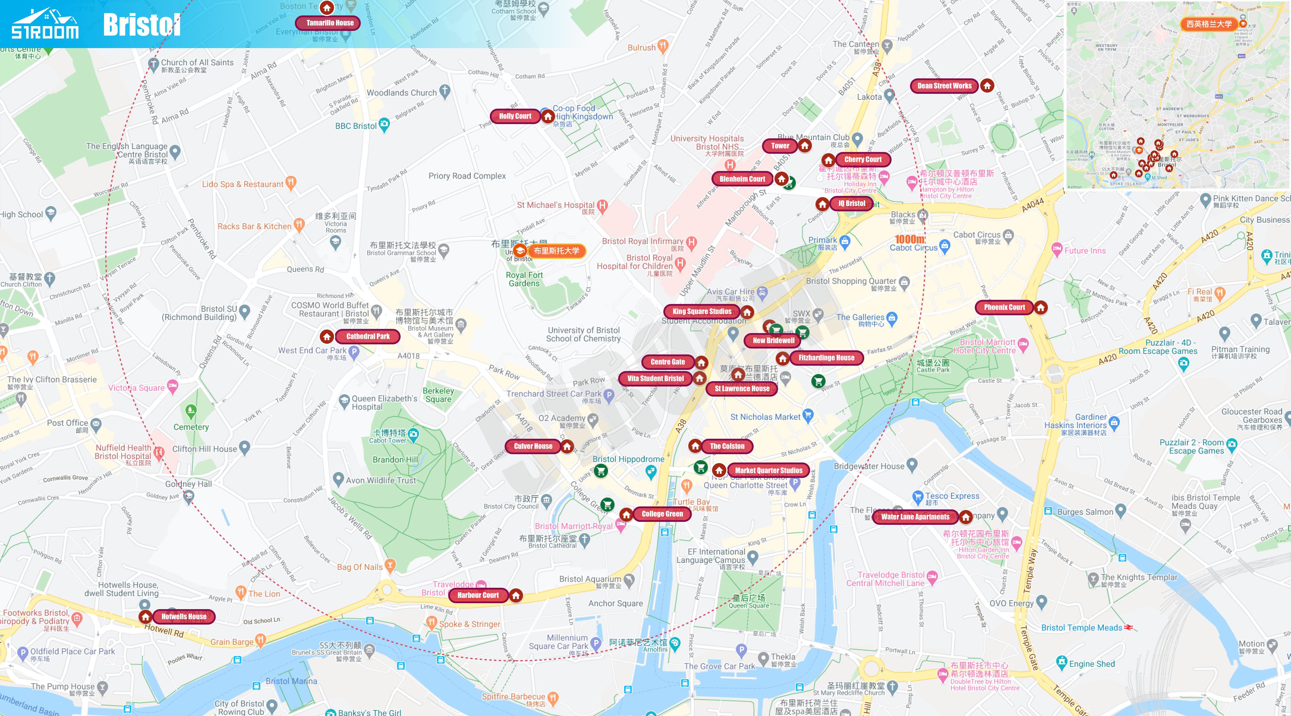 布里斯托公寓地图