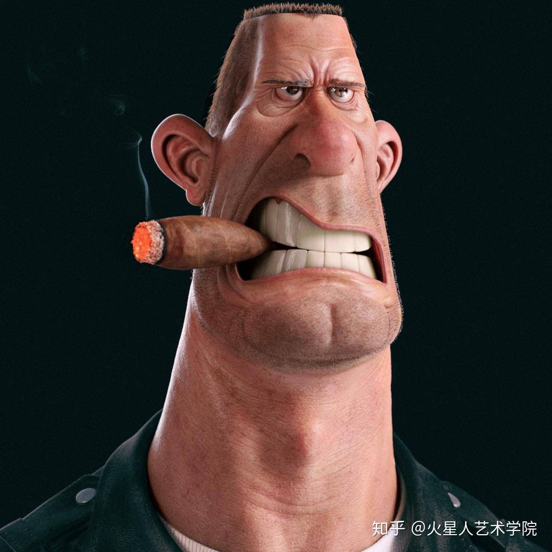 3d设计c4d建模凶神恶煞的大叔叼着一根雪茄3d设计c4d建模3d设计培训
