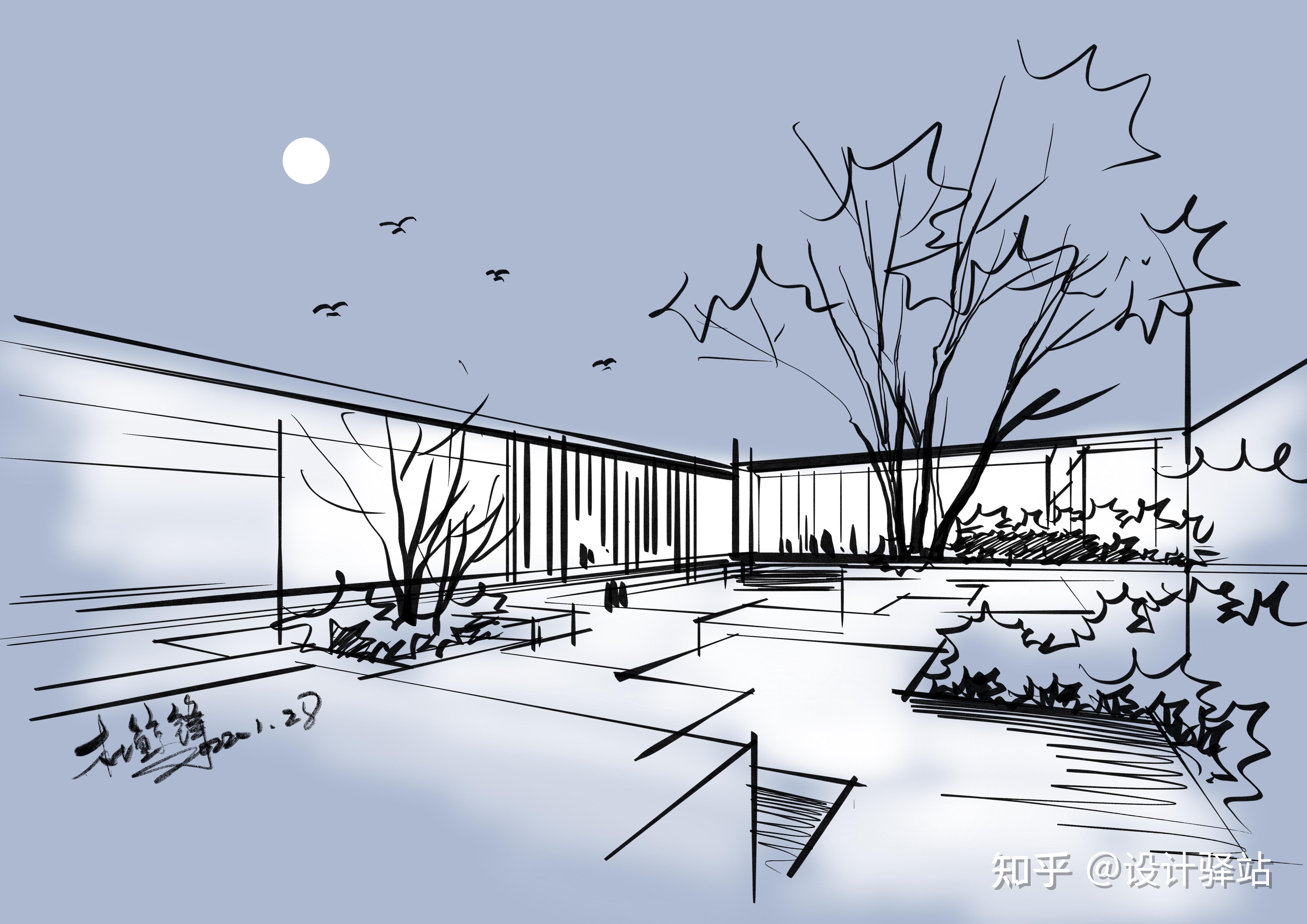 ipad景观手绘线稿到上色从哪里开始画再画哪里全网最全最细的ipad手绘