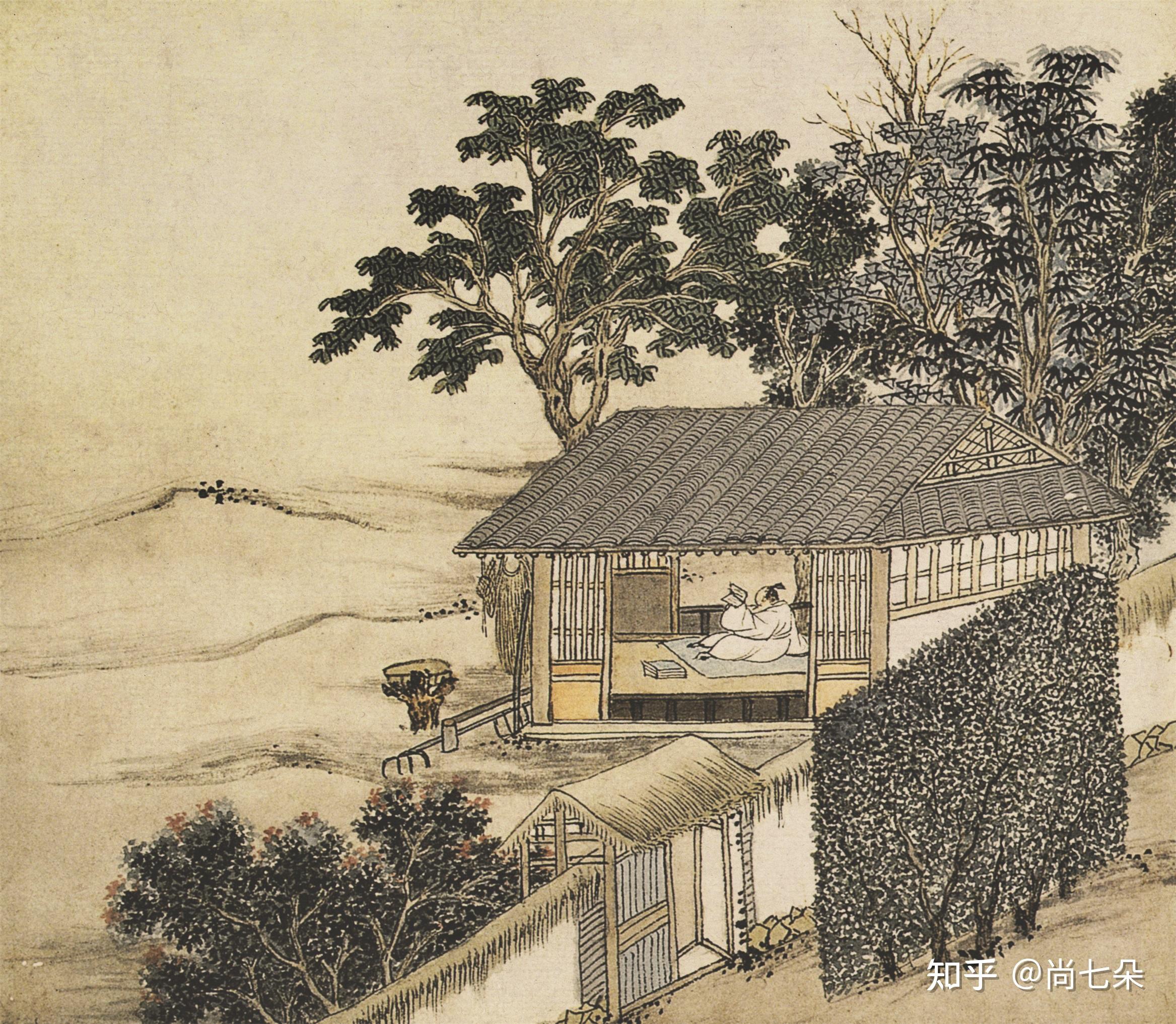 明代沈周卧游图山水画古代高清国画图片保存